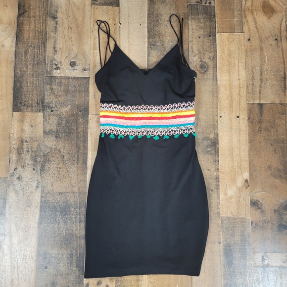 Alice + Olivia Black Dress Size 2 Mini Loralee Y2K Trim Cutout Open Back - Picture 1 of 15
